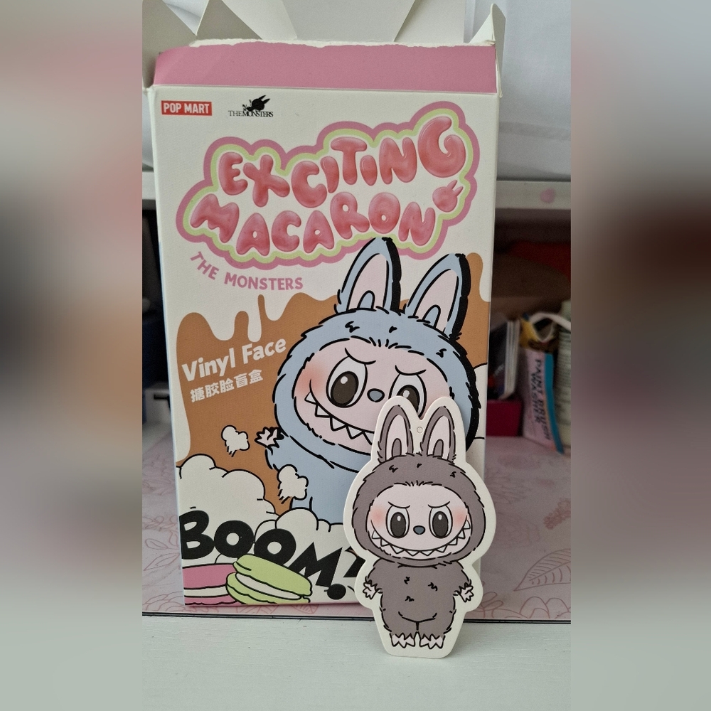 Open Box PopMart Monsters Labubu Exciting Macaron Sesame Bean